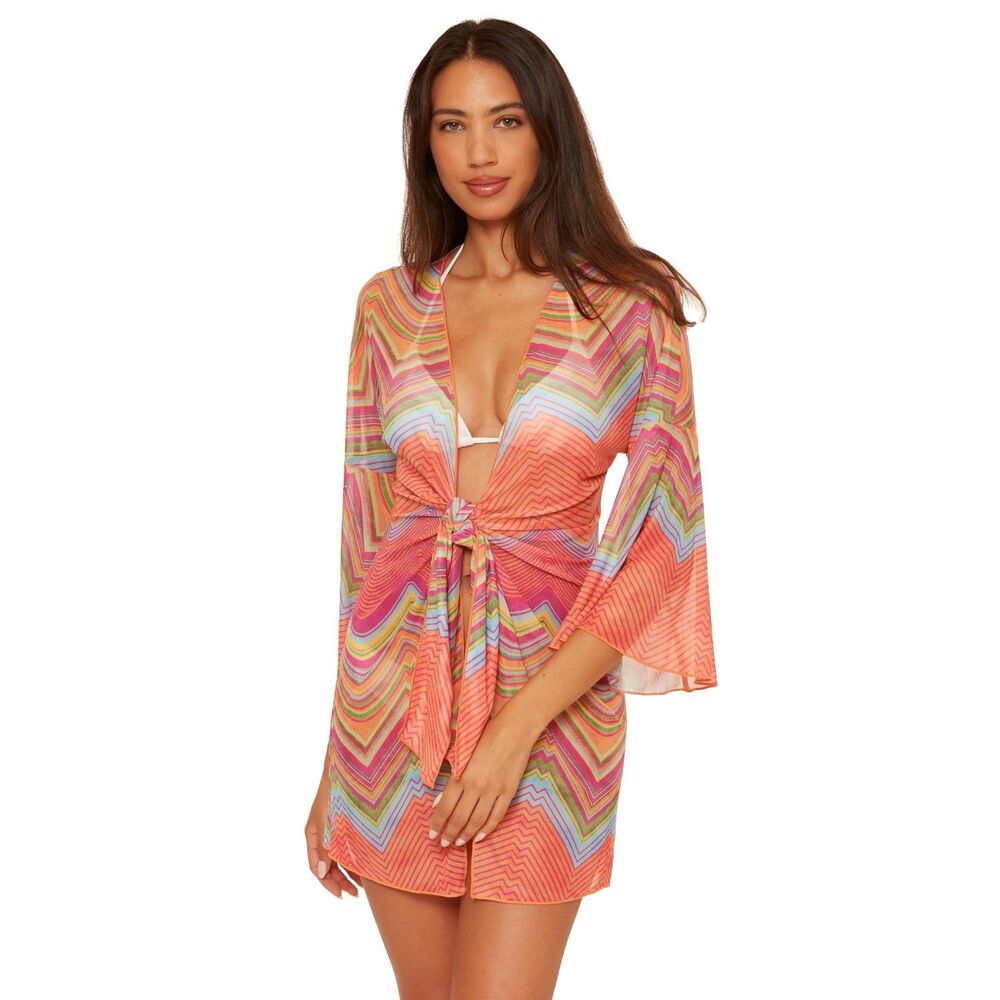 BECCA Women's Standard Summer Sunrise Tunic Tie Front Beach Cover Ups M NWT